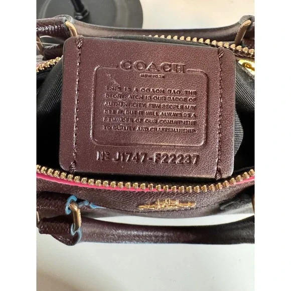 Coach Mini Bennett Satchel Oxblood Multi Crossgrain Leather Bag F22237 NWT - Picture 6 of 8